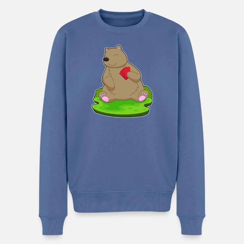 Bär Poker Pokerkarten - Männer Premium Bio Pullover - Taubenblau