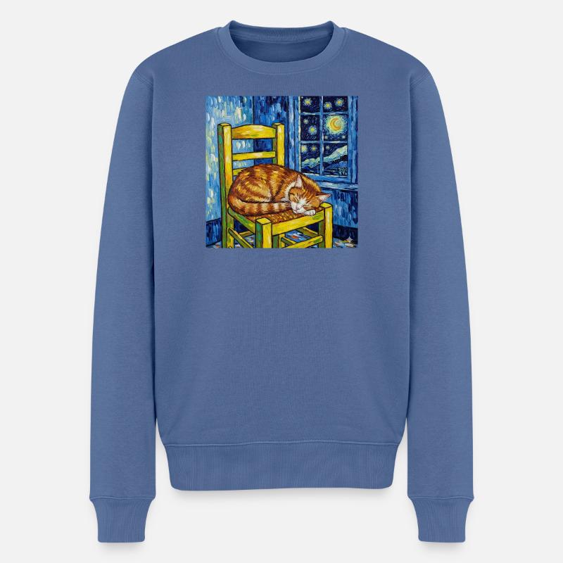 Kat van Gogh Sternenhimmel - Männer Premium Bio Pullover - Taubenblau