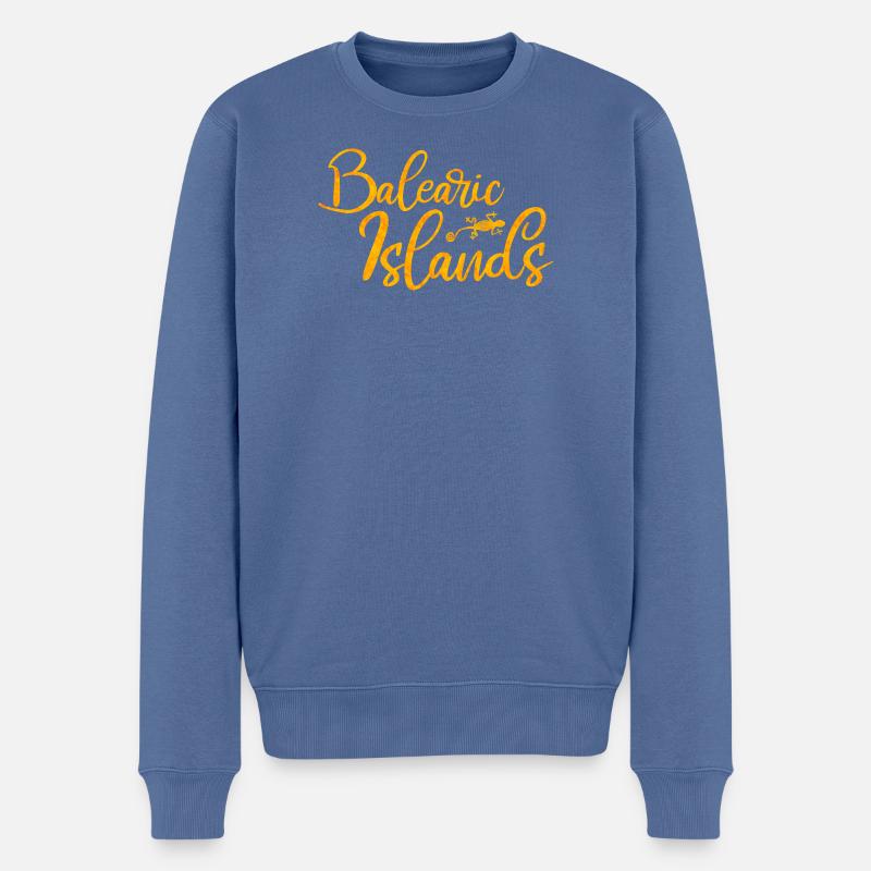 Lettrage des îles Baléares - Pull Premium bio Homme - bleu pigeon