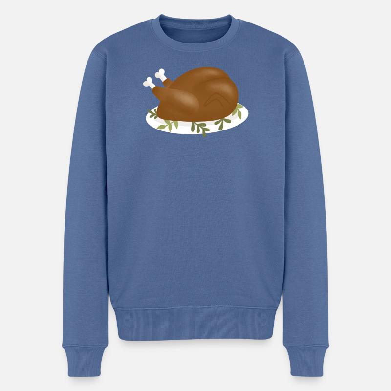 Illustration de dinde rôtie croustillante - Pull Premium bio Homme - bleu pigeon