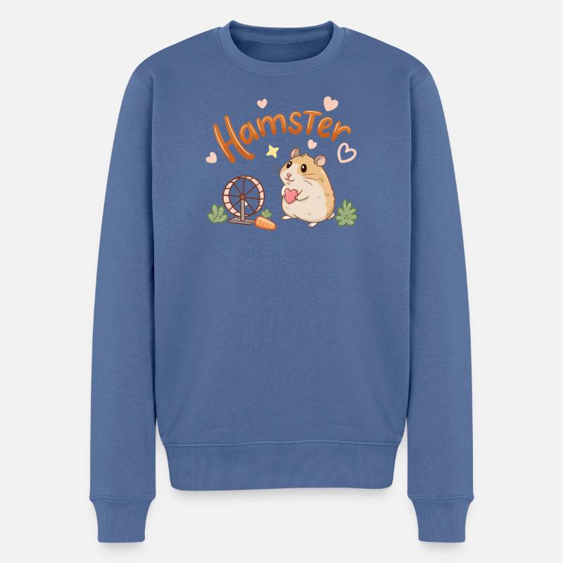 Entzückendes Hamster-Herz- und Rad-Design - Männer Premium Bio Pullover - Taubenblau