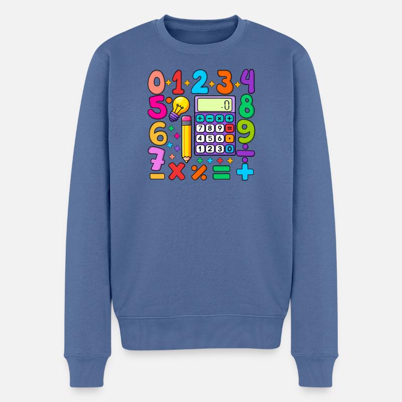 Zahlentag Mathematik Buntes Mathematik-Bildungsdesign - Männer Premium Bio Pullover - Taubenblau