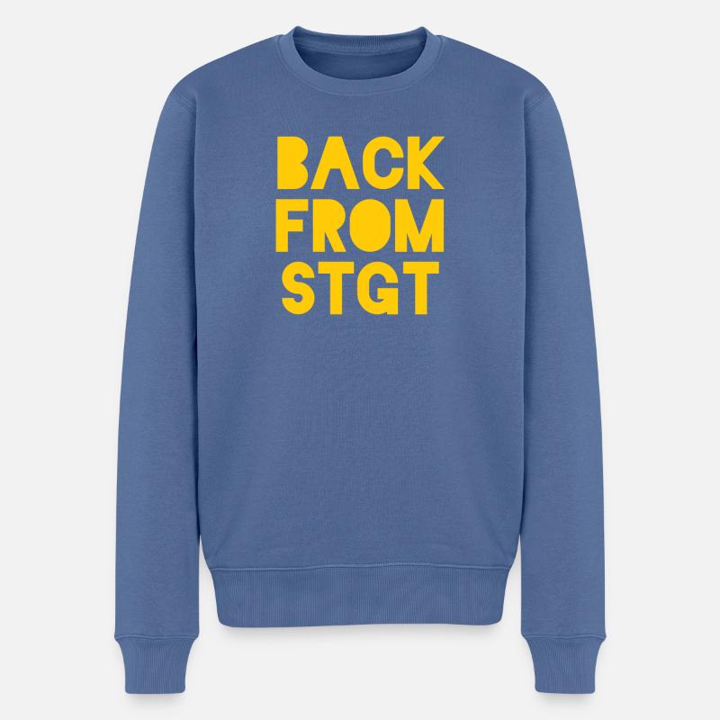 De retour de Stuttgart - Pull Premium bio Homme - bleu pigeon