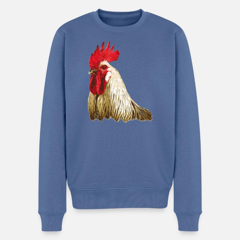 Hahn Hahnenfigur - Männer Premium Bio Pullover - Taubenblau