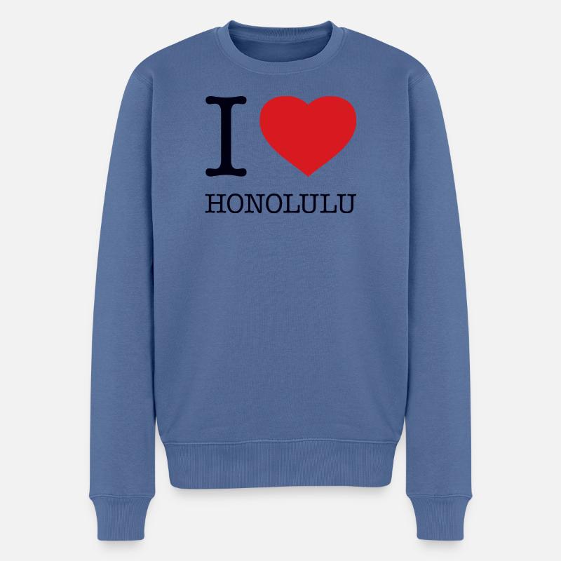 I love Honolulu - Männer Premium Bio Pullover - Taubenblau