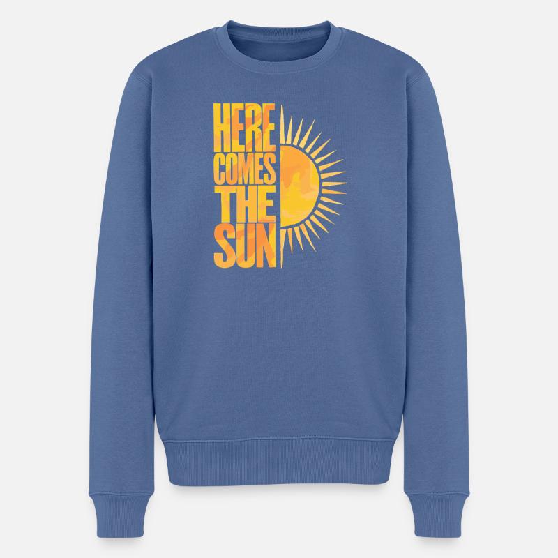 Here Comes The Sun Sunny Design rétro - Pull Premium bio Homme - bleu pigeon