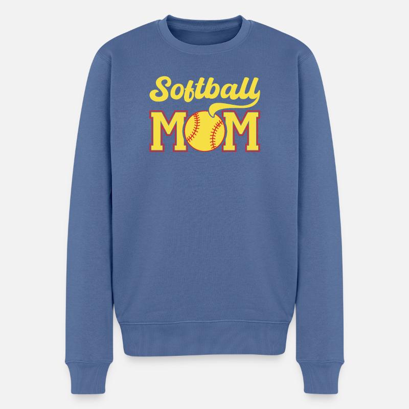 Logo rétro de maman de softball - Pull Premium bio Homme - bleu pigeon