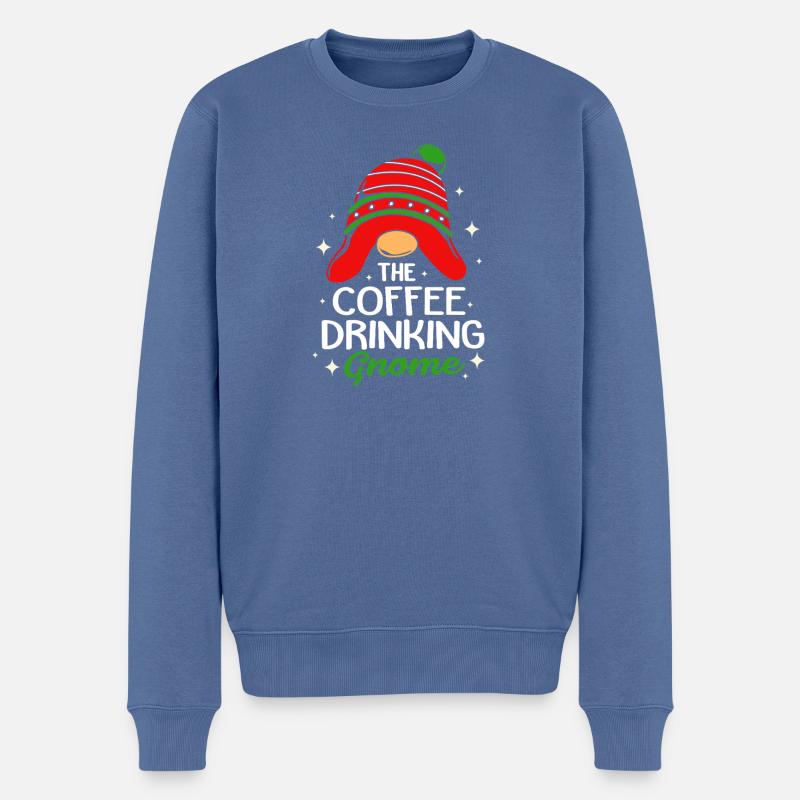 Gnom Kaffee - Männer Premium Bio Pullover - Taubenblau