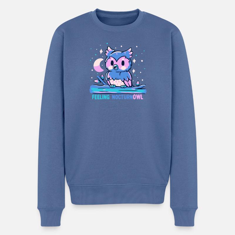 Feeling NocturnOWL - Männer Premium Bio Pullover - Taubenblau