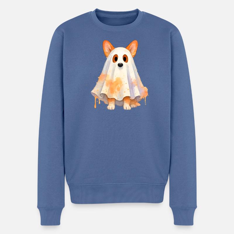 Hund Geist Aquarell - Männer Premium Bio Pullover - Taubenblau