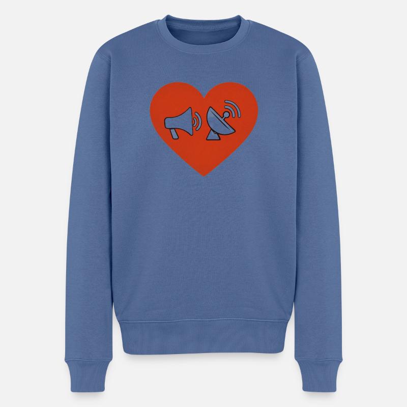 Herz der Kommunikation - Männer Premium Bio Pullover - Taubenblau