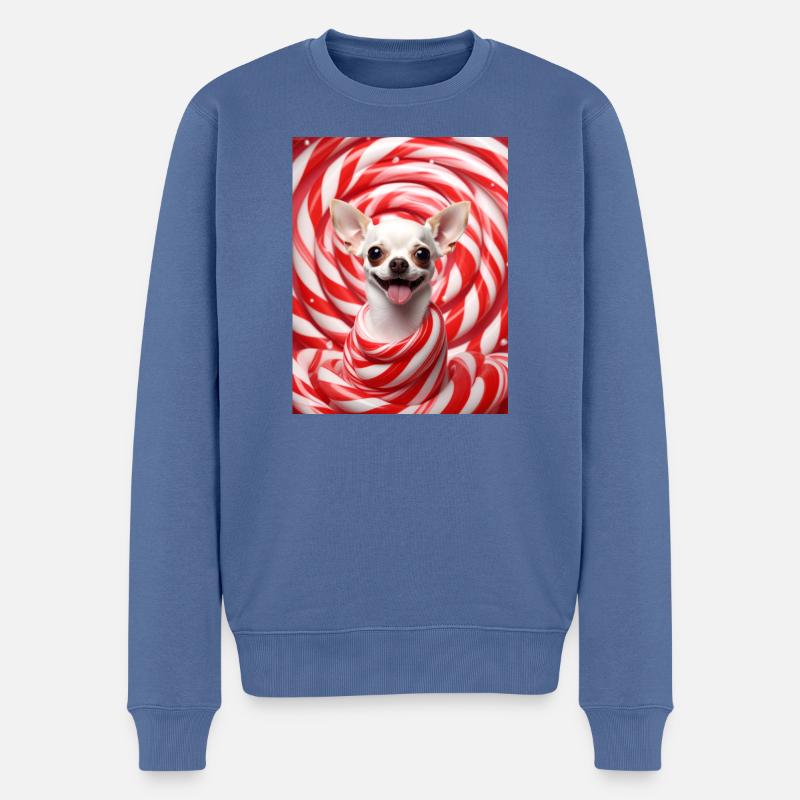 Chihuahua Candy Swirl - Männer Premium Bio Pullover - Taubenblau