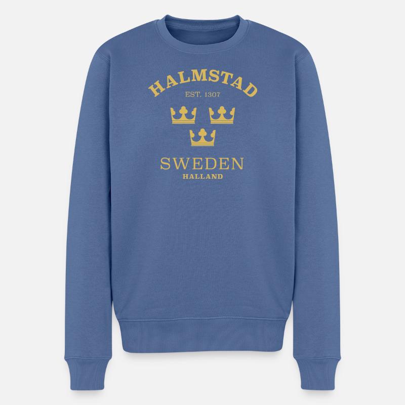 Halmstad Sverige Sweden - Männer Premium Bio Pullover - Taubenblau