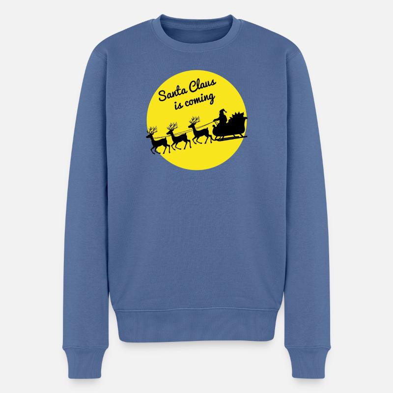 Weihnachtsmann Schlittenfahrt Weihnachten - Männer Premium Bio Pullover - Taubenblau