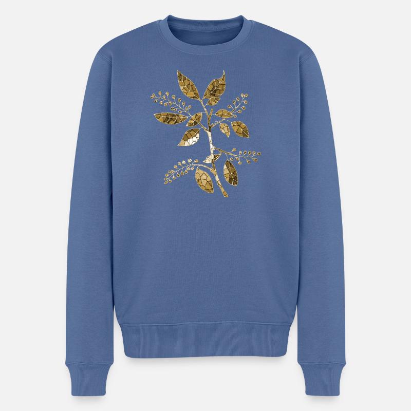 Blumen - Männer Premium Bio Pullover - Taubenblau