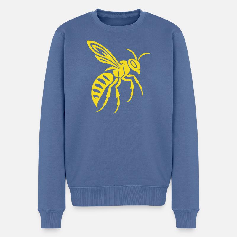 Silhouette de guêpe jaune sur noir - Pull Premium bio Homme - bleu pigeon