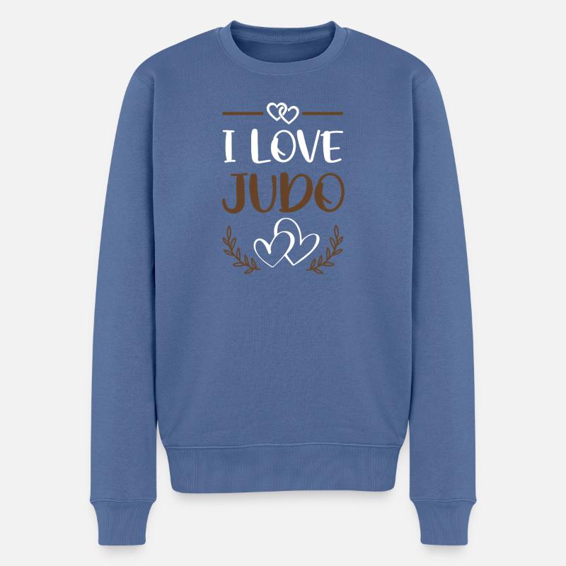 Ich liebe Judo Herzen - Männer Premium Bio Pullover - Taubenblau