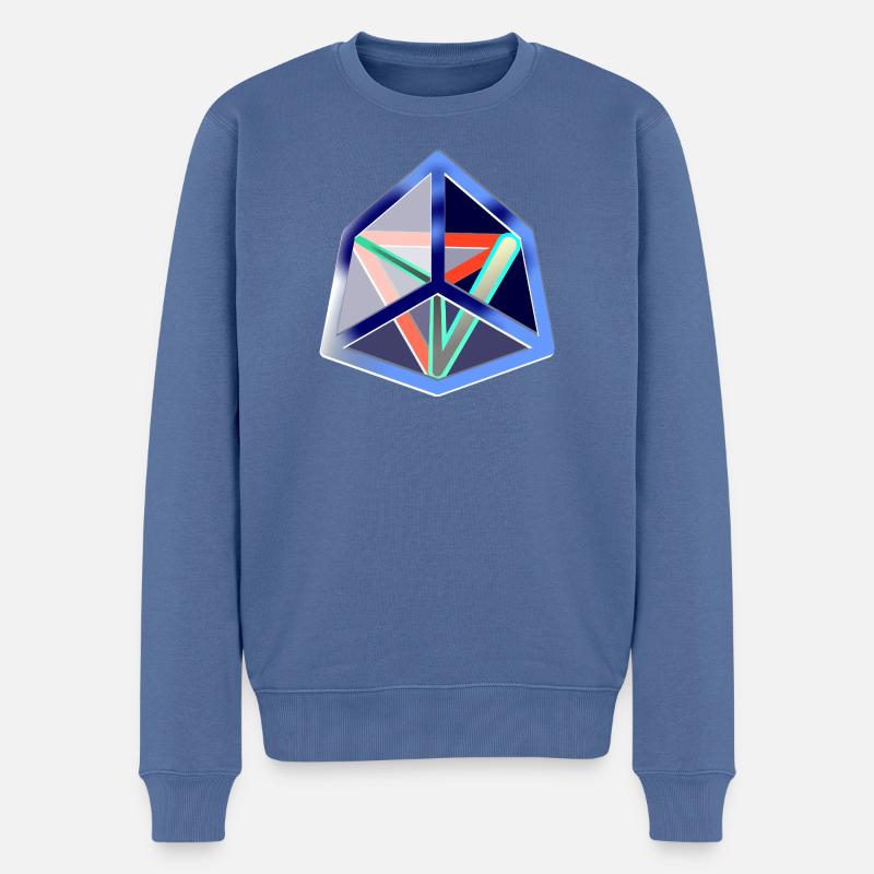 Geometrischer Move (Icy Cube) - Männer Premium Bio Pullover - Taubenblau