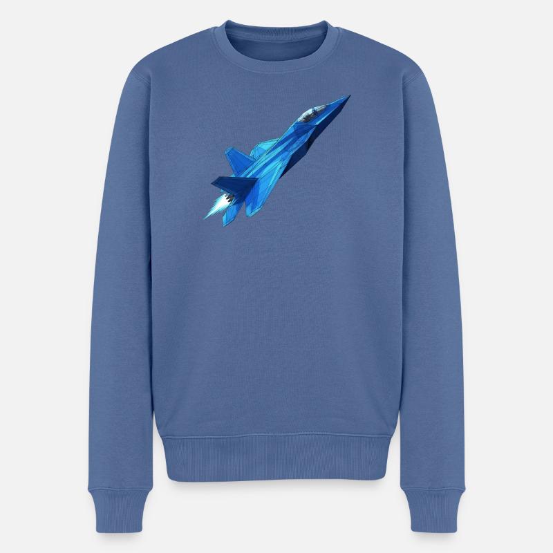 Geometrischer Blaujet - Männer Premium Bio Pullover - Taubenblau