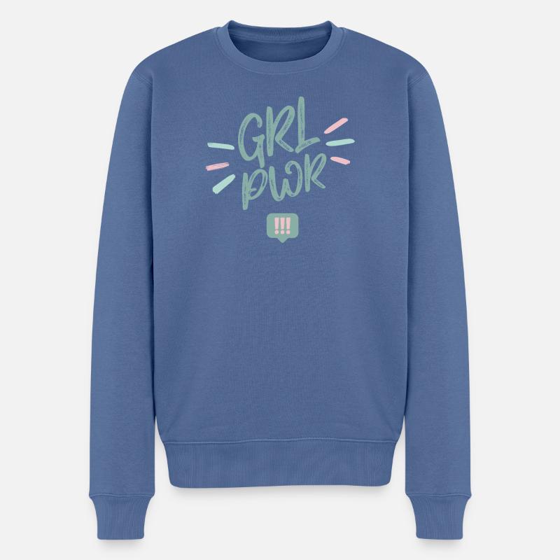Die Drei !!! Girl Power  - Männer Premium Bio Pullover - Taubenblau