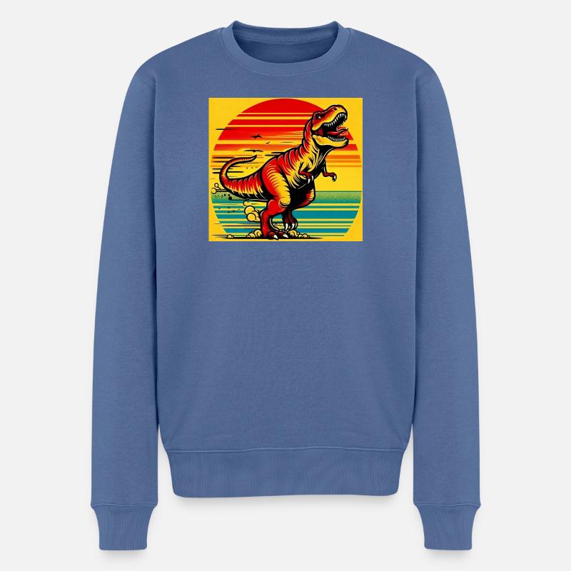 Dinosaurier - Männer Premium Bio Pullover - Taubenblau