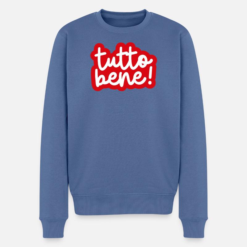 "tutto bene!" - Männer Premium Bio Pullover - Taubenblau