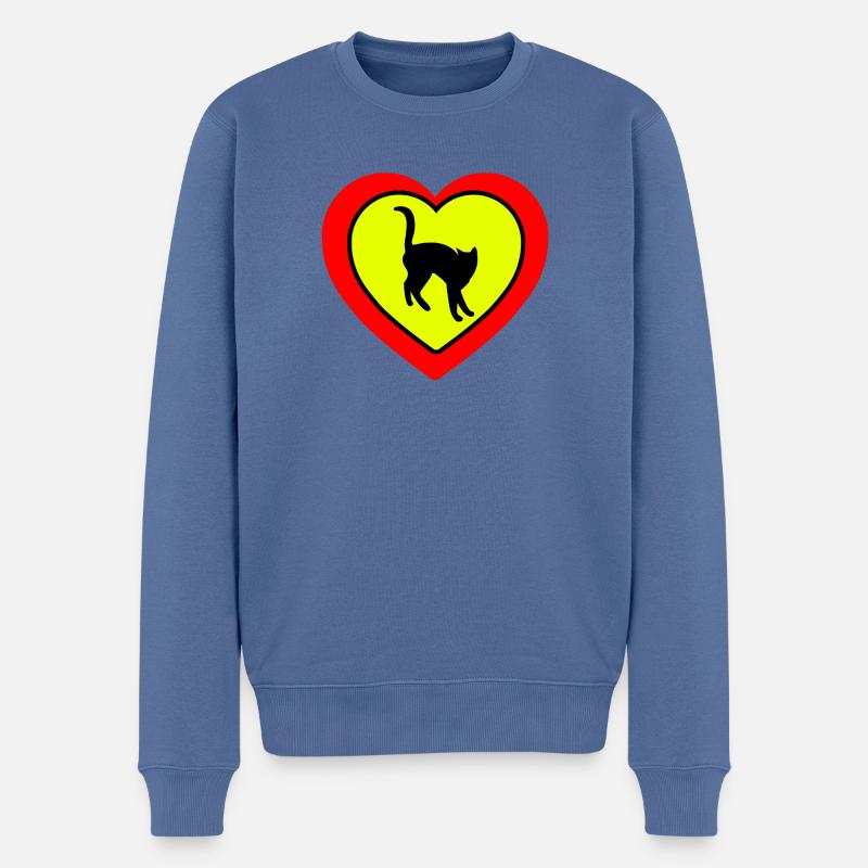 Chat - Pull Premium bio Homme - bleu pigeon