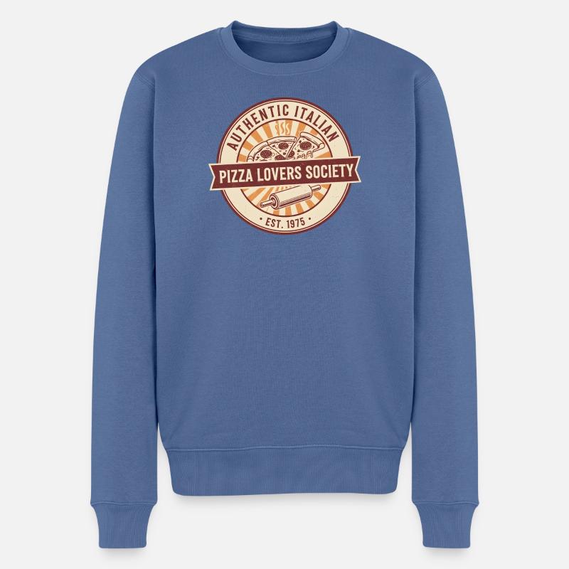 Pizza Liebhaber Italienisch Authentisch  - Männer Premium Bio Pullover - Taubenblau