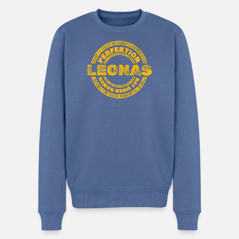 Leonas Leonas - Männer Premium Bio Pullover - Taubenblau