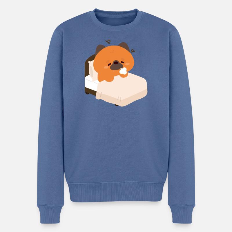 Müder Deutscher Schäferhundwelpe - Männer Premium Bio Pullover - Taubenblau