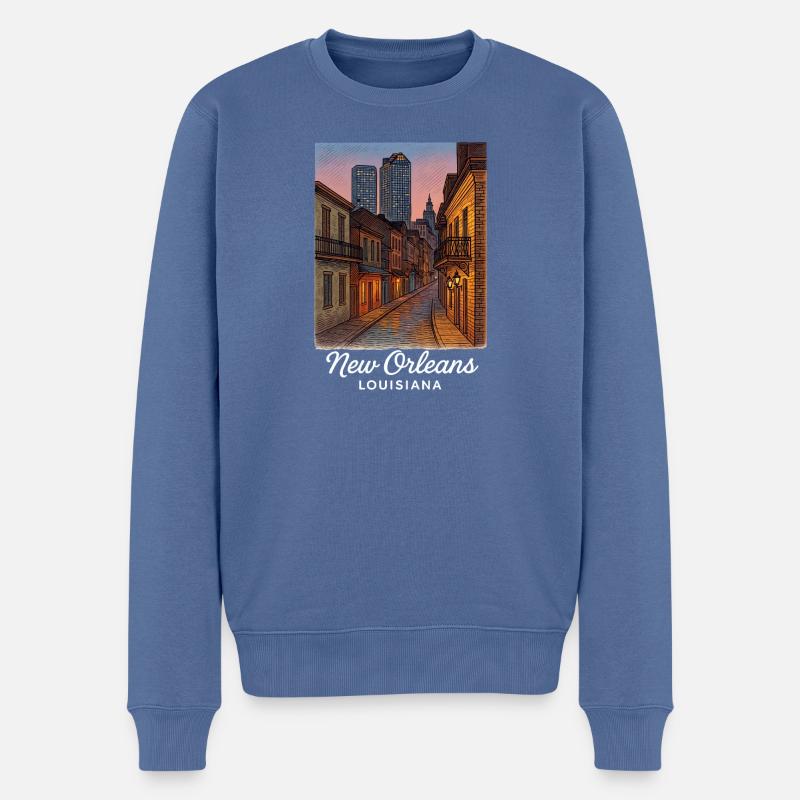 New Orleans Louisiana - Männer Premium Bio Pullover - Taubenblau