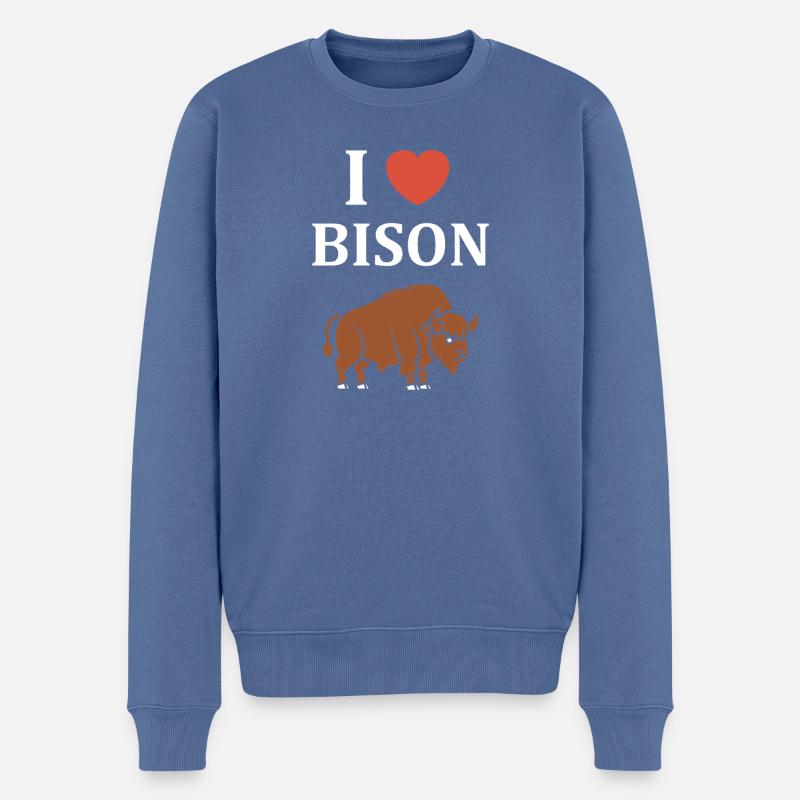 bison - Pull Premium bio Homme - bleu pigeon