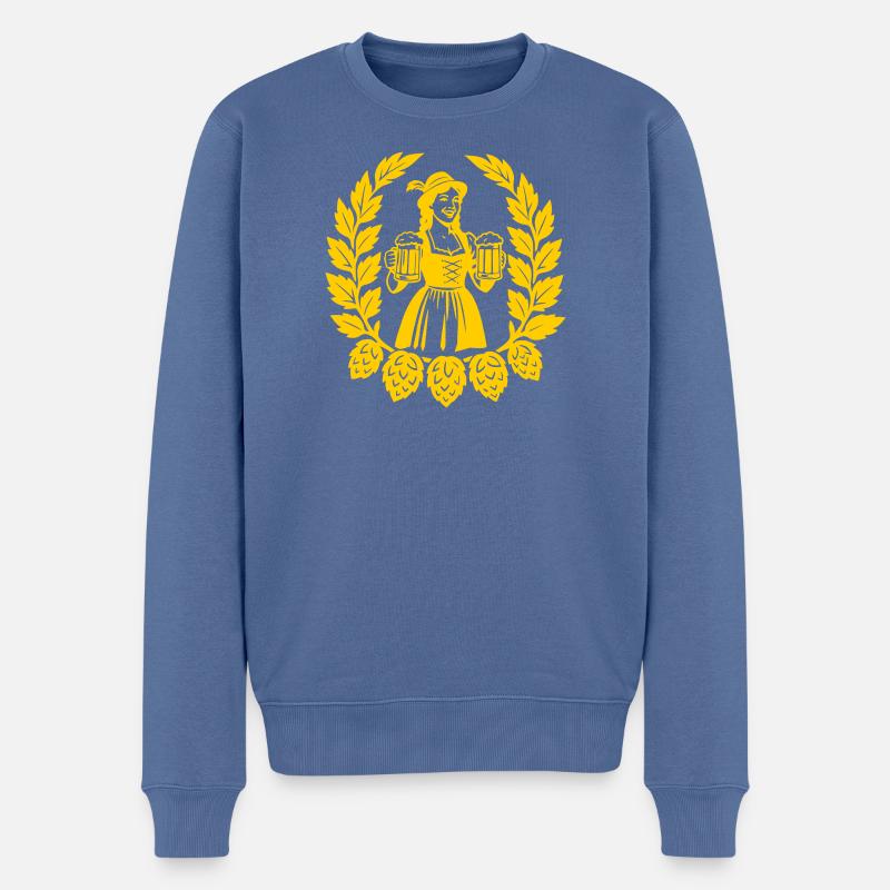 Bier Mädchen - Männer Premium Bio Pullover - Taubenblau