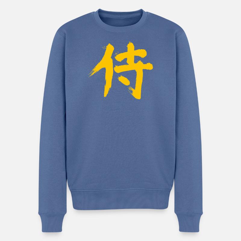 Samurai - Japanisch / Kanji - Männer Premium Bio Pullover - Taubenblau