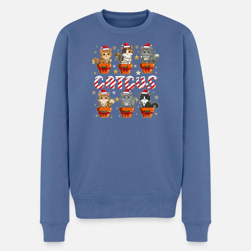 Katzen im GeschenkTopf Weihnachtszauber - Männer Premium Bio Pullover - Taubenblau