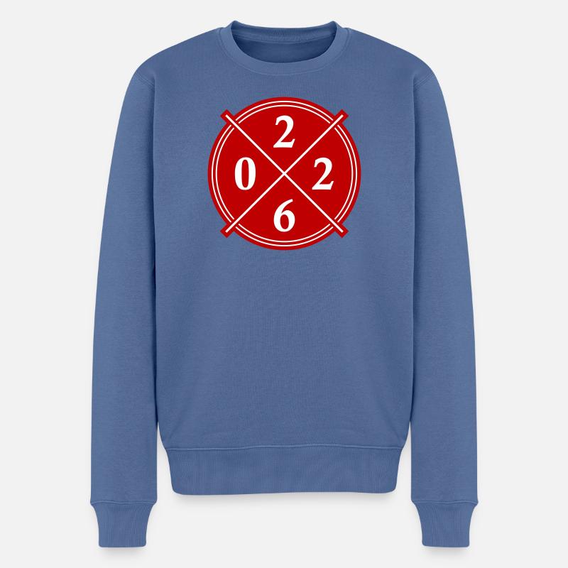 2026 Jahr Symbol - Männer Premium Bio Pullover - Taubenblau