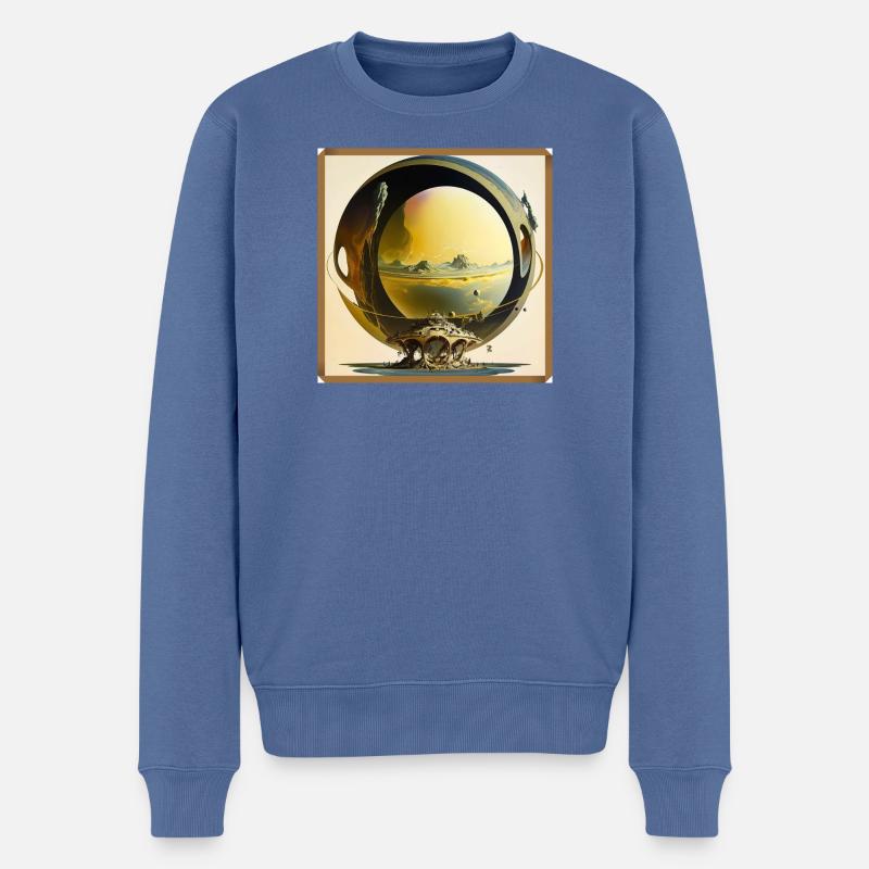 Sphärenring surreale Mondwelt - Männer Premium Bio Pullover - Taubenblau