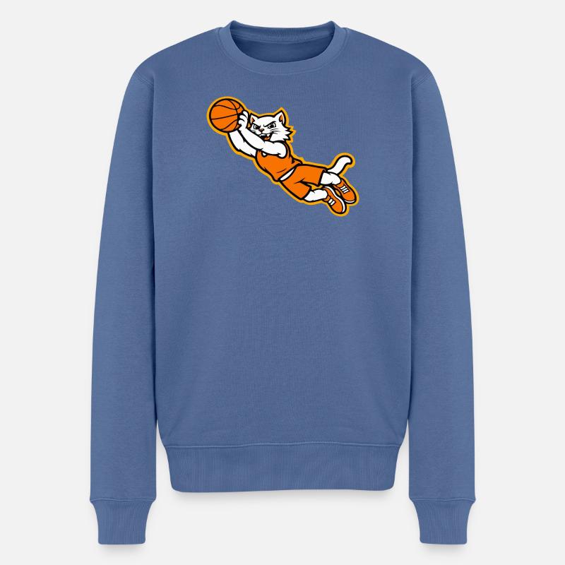Wildcat-Basketball Flying Dunk Maskottchen - Männer Premium Bio Pullover - Taubenblau
