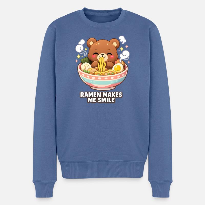 Ramen makes me smile - Männer Premium Bio Pullover - Taubenblau