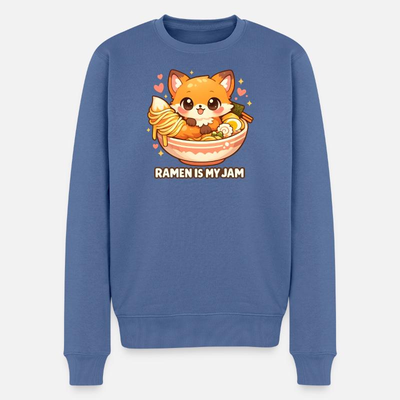 Ramen Fox Kawaii Nudelsuppe - Männer Premium Bio Pullover - Taubenblau