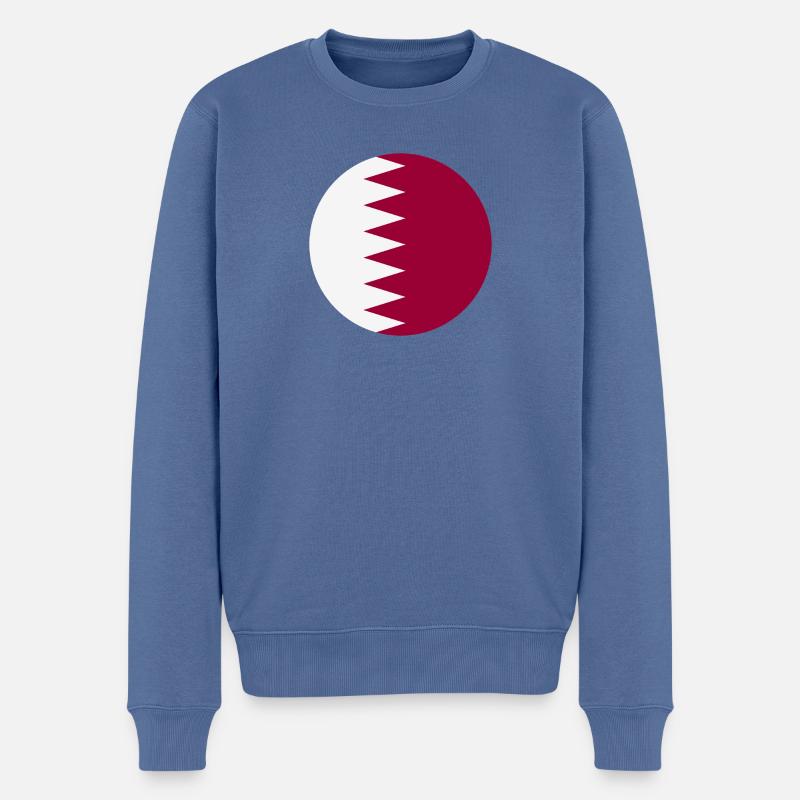 Drapeau rond du Qatar - Pull Premium bio Homme - bleu pigeon