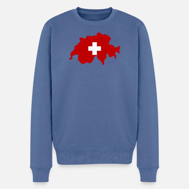 Schweiz Flagge Land Symbol - Männer Premium Bio Pullover - Taubenblau