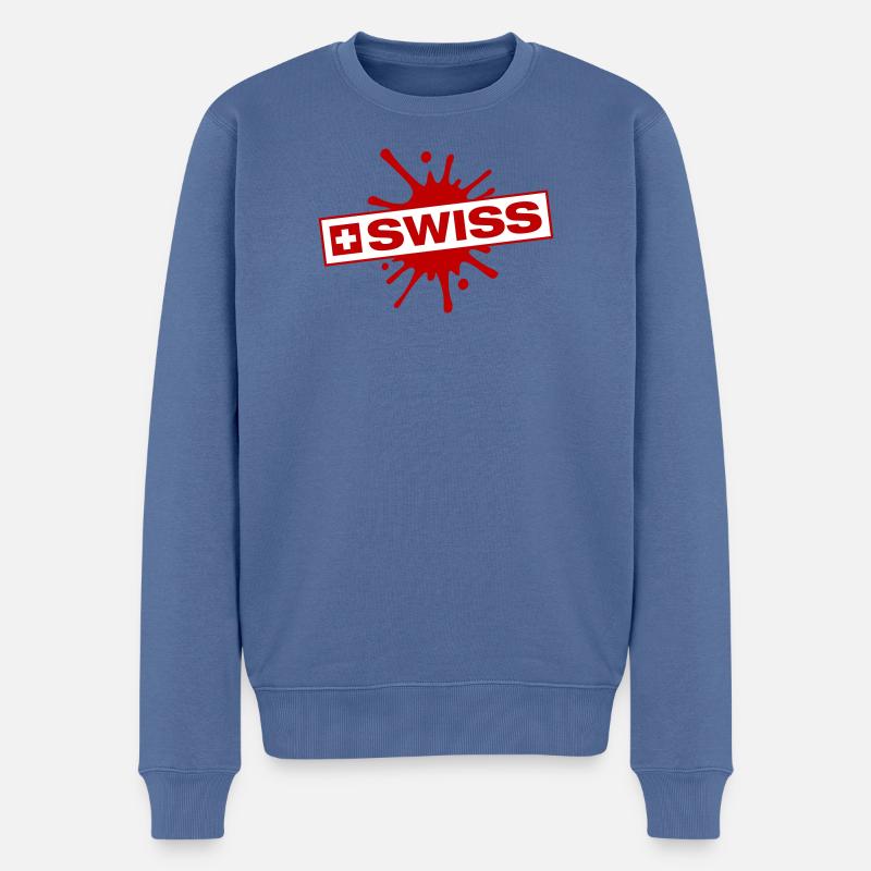 Schweiz Klecks - Männer Premium Bio Pullover - Taubenblau