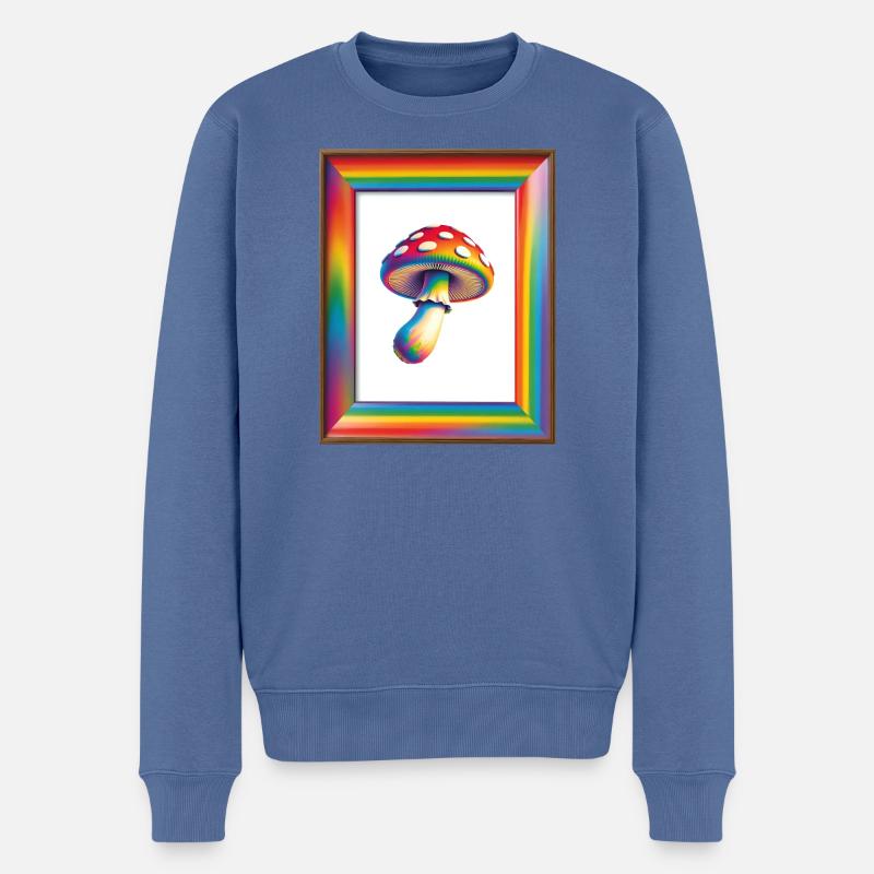 Nature is the Trip - Fliegenpliz bei Goa - Männer Premium Bio Pullover - Taubenblau