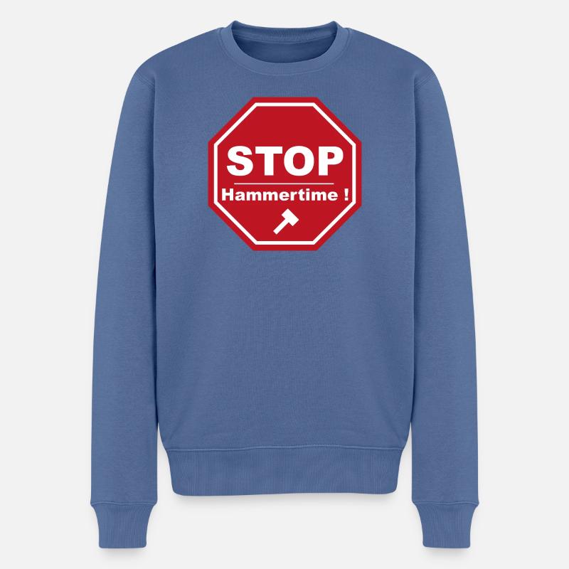 Stopp Hammertime - Männer Premium Bio Pullover - Taubenblau