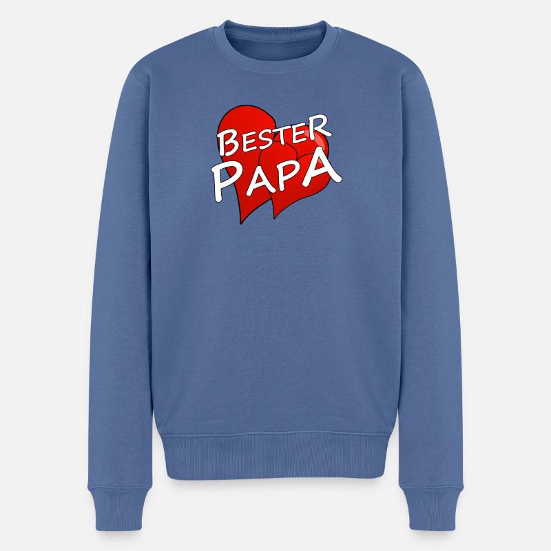 BESTER PAPA - Männer Premium Bio Pullover - Taubenblau