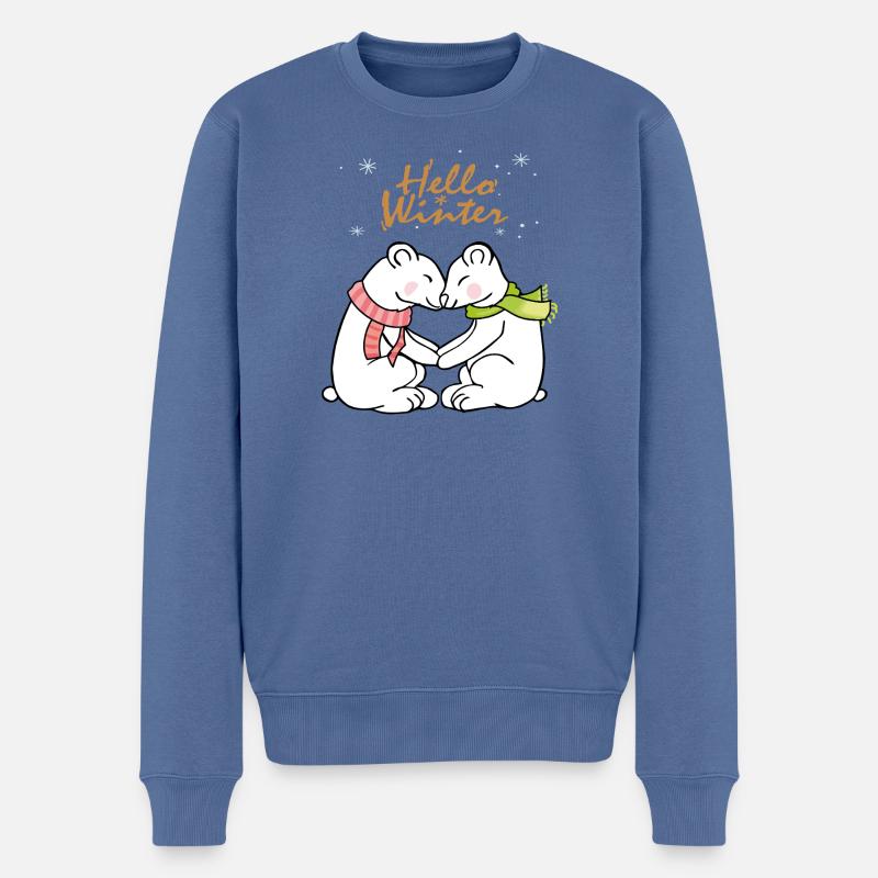 Hello Winter  - Männer Premium Bio Pullover - Taubenblau