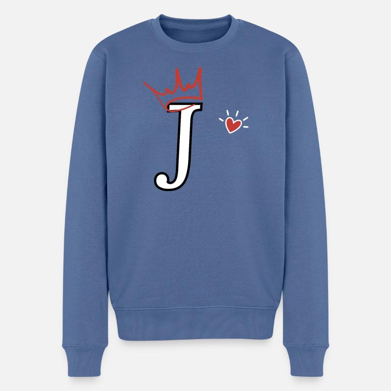 Buchstabe j Kronenherz - Männer Premium Bio Pullover - Taubenblau
