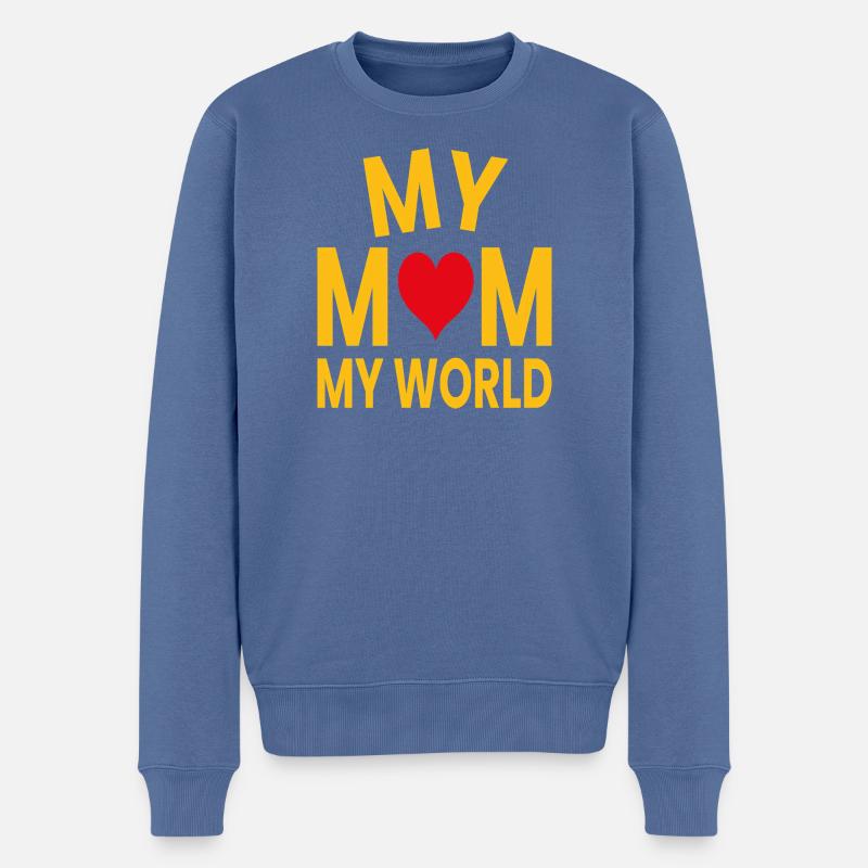 Meine Mutter, meine Welt - Männer Premium Bio Pullover - Taubenblau