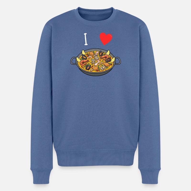 Ich Liebe Paella - Männer Premium Bio Pullover - Taubenblau